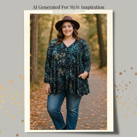 Fashion Bug Plus Size 3X Peplum Top Rhinestones Whimsigoth Fairycore Grunge Goth - Picture 3 of 14